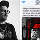 Left: Photo of Dieselboy (Damian Higgins); Right: text message conversation between Dieselboy and Allison Robicelli about Nashville hot hot dogs